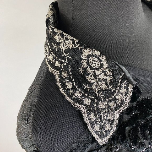 Alberto Makali Button Down Shirt Women's Size XL Crinkle Embroidered Sequins Art - Picture 3 of 12